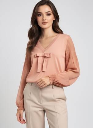 Pulover croială dreaptă mâneci lungi roz N°21 femeie