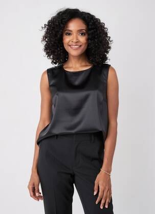Top croială fluidă fără mâneci negru HIGH femeie