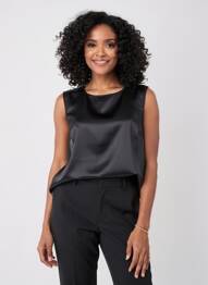 Top croială fluidă fără mâneci negru HIGH femeie