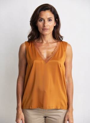 Top elasticitate fără mâneci portocalie ALBERTA FERRETTI femeie