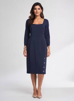 Rochie midi mâneci lungi mâneci lungi albastru ICEBERG femeie