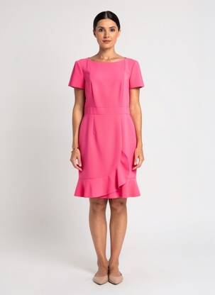 Rochie midi mâneci scurte mâneci scurte roz PAULE KA femeie