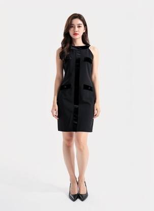 Rochie midi închidere cu fermoar la spate bretele subțiri negru CHIARA BONI femeie