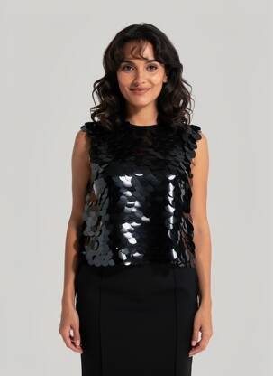 Top guler rotund mâneci lungi negru LIVIANA CONTI femeie
