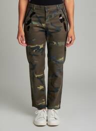 Pantalon drept talie cu cleme verde EVA KAYAN femeie