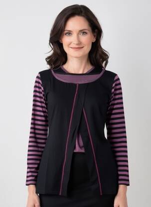 Top elasticitate mâneci lungi negru CLAUDE DE SAIVRE femeie