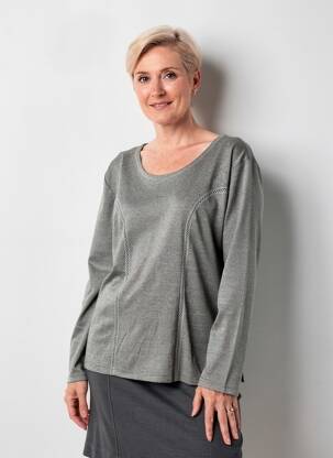 Tricou mâneci lungi mâneci lungi gri FINETTE femeie