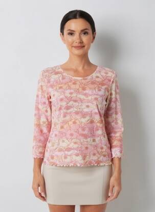 Tricou mâneci 3/4 mâneci 3/4 roz CARNET DE BORD femeie