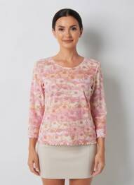 Tricou mâneci 3/4 mâneci 3/4 roz CARNET DE BORD femeie