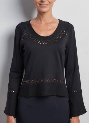 Tricou mâneci lungi mâneci lungi negru FINETTE femeie