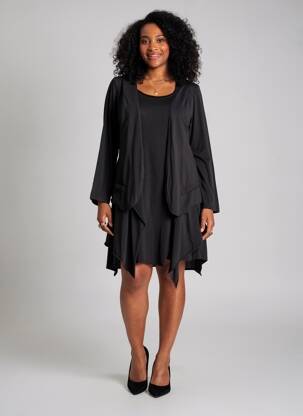 Rochie midi mâneci lungi mâneci lungi negru YERSE femeie