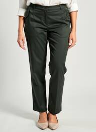 Pantalon chino închidere cu fermoar sub clapetă cu nasturi mărime normală verde LE PETIT BAIGNEUR femeie