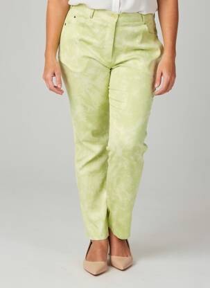Pantalon slim țesătură poplin mărime normală verde FEDORA femeie