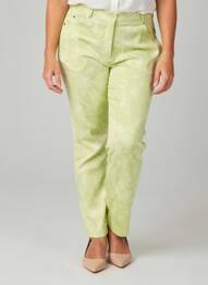 Pantalon slim țesătură poplin mărime normală verde FEDORA femeie