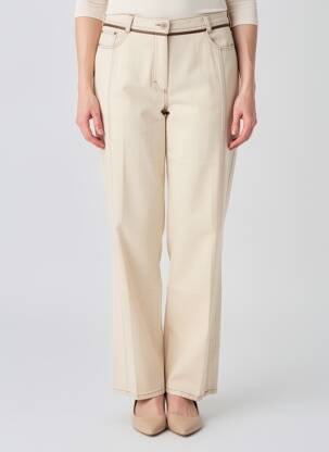 Pantalon drept țesătură poplin mărime normală bej GELCO femeie