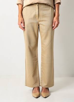 Pantalon drept țesătură poplin mărime normală bej FEDORA femeie