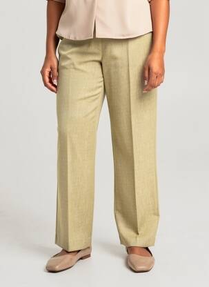 Pantalon drept talie cu cleme talie înaltă verde PIER BÉ femeie