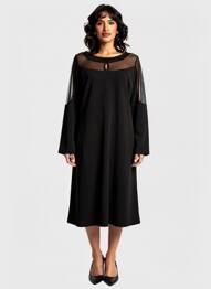 Rochie midi țesătură crep mâneci lungi negru FUEGO WOMAN femeie