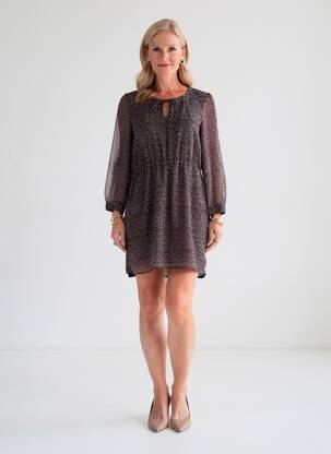 Rochie scurtă croială fluidă mâneci lungi negru MERI & ESCA femeie