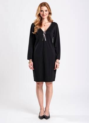 Rochie midi mâneci lungi mâneci lungi negru LEO & UGO femeie