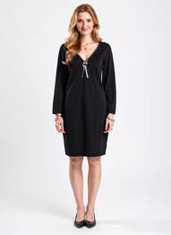 Rochie midi mâneci lungi mâneci lungi negru LEO & UGO femeie