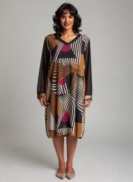 Rochie midi croială fluidă mâneci lungi negru COULEURS DU TEMPS femeie