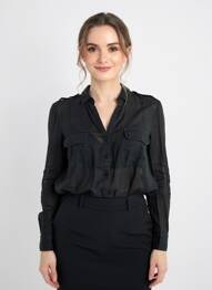 Cămașă croială dreaptă mâneci lungi negru ZYGA femeie