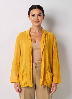 Jachete casual guler tip costum galben ZYGA femeie