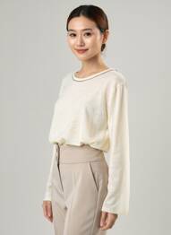 Top guler rotund mâneci lungi alb MAJESTIC FILATURES femeie