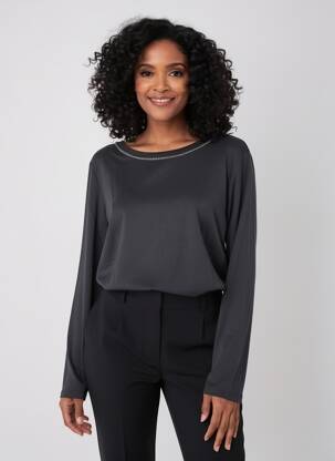 Top guler rotund mâneci lungi negru MAJESTIC FILATURES femeie
