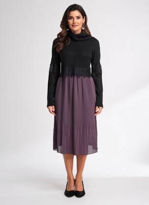 Rochie midi mâneci lungi mâneci lungi negru ANNA RITA N femeie