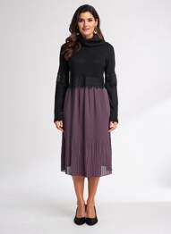 Rochie midi mâneci lungi mâneci lungi negru ANNA RITA N femeie