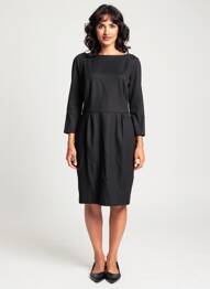Rochie midi mâneci lungi mâneci lungi negru ZYGA femeie