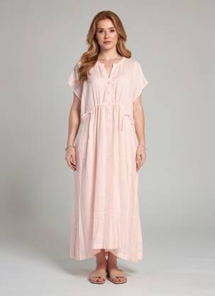 Rochie lungă mâneci scurte mâneci scurte roz ZYGA femeie