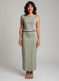 Rochie lungă fără mâneci fără mâneci verde MAJESTIC FILATURES femeie