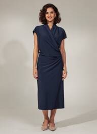 Rochie midi mâneci scurte mâneci scurte albastru HOTEL PARTICULIER femeie
