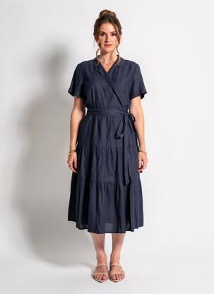 Rochie midi mâneci scurte mâneci scurte albastru ZYGA femeie