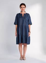 Rochie midi mâneci scurte mâneci scurte albastru ZYGA femeie