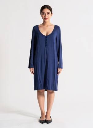 Rochie midi mâneci lungi mâneci lungi albastru ZYGA femeie