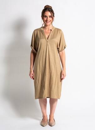 Rochie midi mâneci scurte mâneci scurte maro MAJESTIC FILATURES femeie