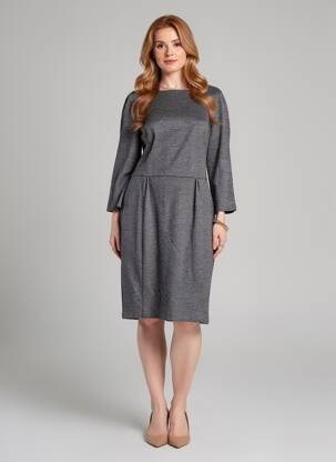 Rochie midi mâneci lungi mâneci lungi gri ZYGA femeie
