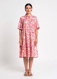 Rochie midi mâneci scurte mâneci scurte roz ZYGA femeie