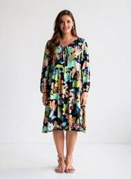Rochie midi imprimeu floral mâneci lungi albastru CHIARA FIORINI femeie