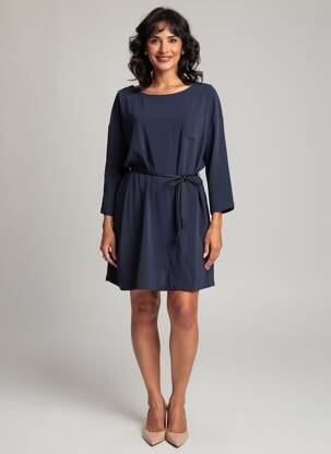 Rochie midi țesătură crep mâneci lungi albastru ZYGA femeie