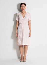 Rochie midi mâneci scurte mâneci scurte roz MAJESTIC FILATURES femeie