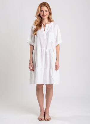 Rochie midi mâneci scurte mâneci scurte alb ZYGA femeie