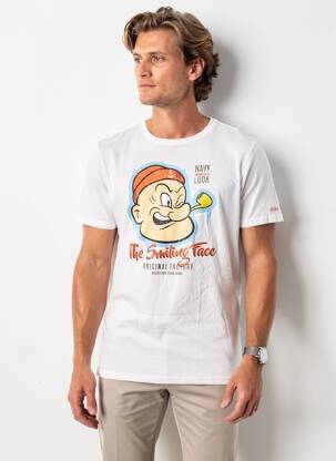 Tricou croială cambrată mâneci scurte alb RITCHIE bărbat