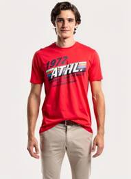 Tricou elasticitate mâneci scurte roșu SOLID bărbat