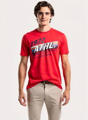 Tricou elasticitate mâneci scurte roșu SOLID bărbat