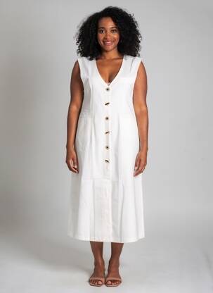 Rochie lungă croială evazată fără mâneci alb ADORE femeie